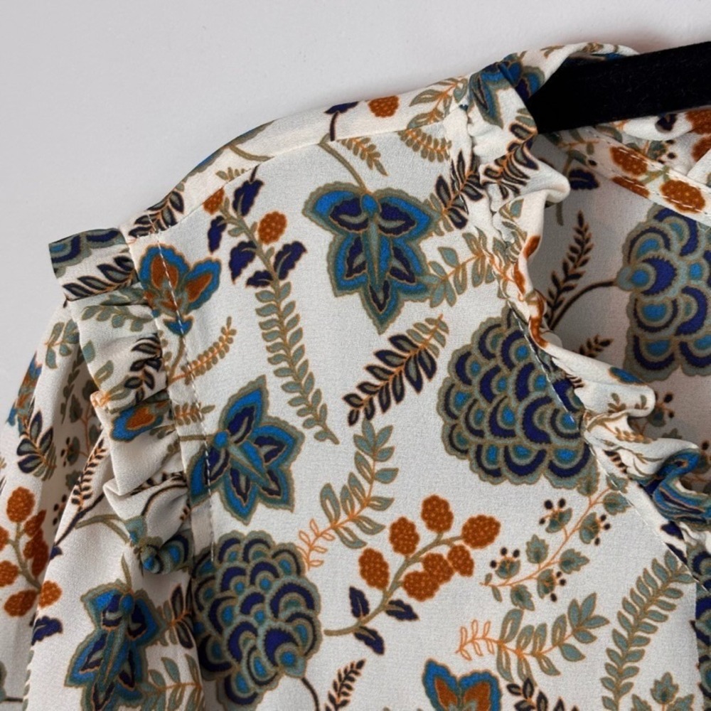 Rose & Olive Womens Lightweight Short Sleeve Floral Ruffle Hem Pleated Top 3X - Picture 7 of 11